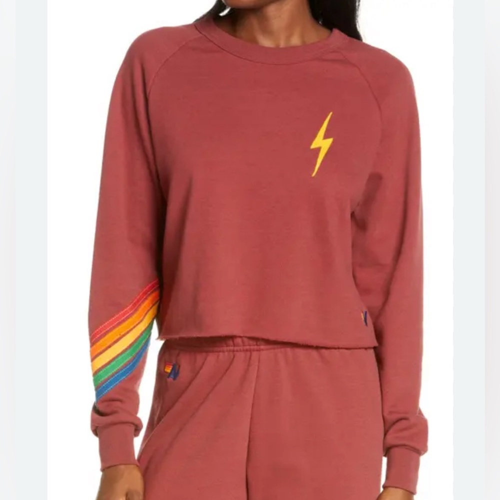 Aviator Nation Bolt Cropped Crewneck Sweatshirt